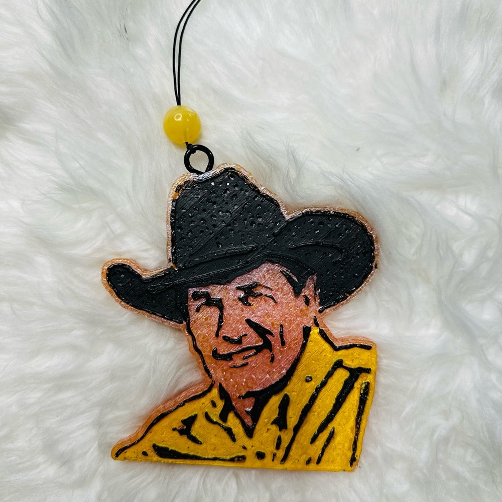 George Straight Car Freshie- Large size 5x 4.5 inches-Yellow Shirt